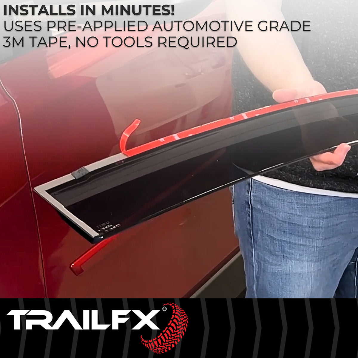 TrailFX Side Window Deflector For Jeep Grand Cherokee - Low Profile, Fits Front And Rear, Set Of 4 (4334H)