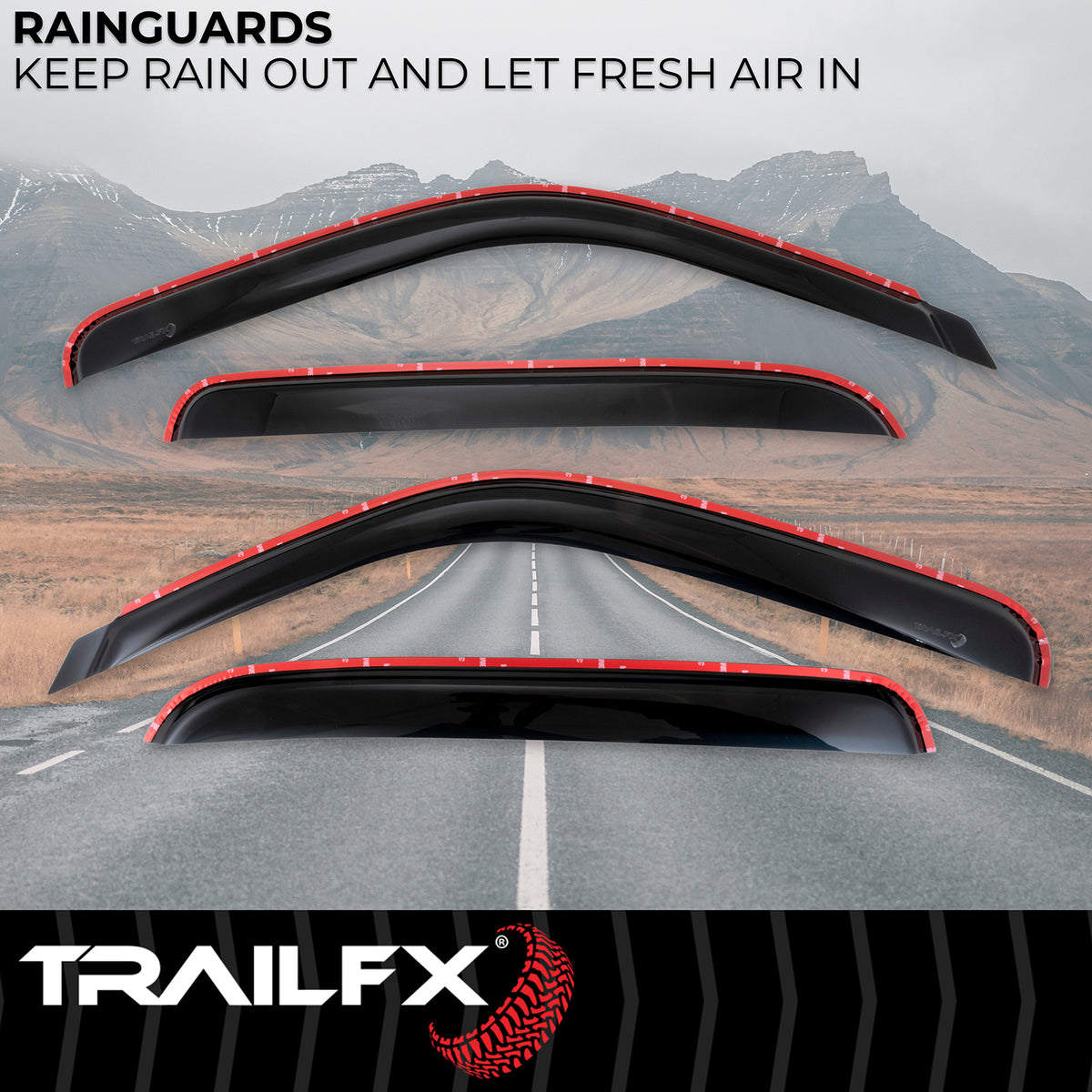 TrailFX Side Window Deflector For Cadillac, Chevrolet, GMC Trucks - In-Channel, Smoke, Acrylic, Set of 4 (4355IC)