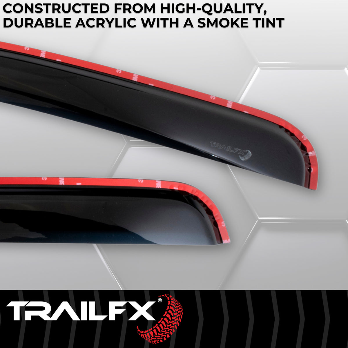 TrailFX Side Window Deflector For Cadillac, Chevrolet, GMC Trucks - In-Channel, Smoke, Acrylic, Set of 4 (4355IC)