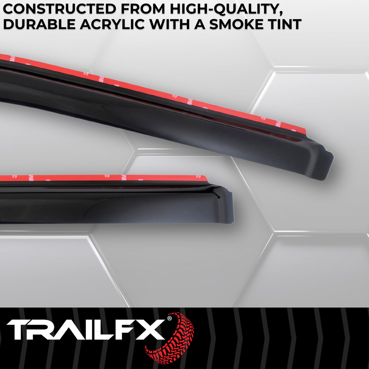 TrailFX Side Window Deflector For Ford F-250 Super Duty, Ford F-350 Super Duty, Ford F-450 Super Duty - In-Channel, Smoke, Acrylic, Set of 4 (4381IC)