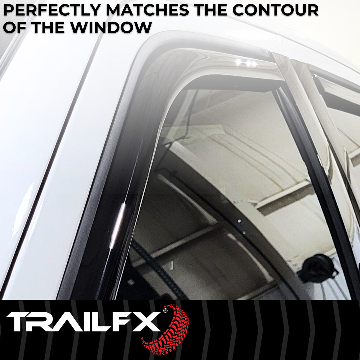 TrailFX Side Window Deflector For Ford F-250 Super Duty, Ford F-350 Super Duty, Ford F-450 Super Duty - In-Channel, Smoke, Acrylic, Set of 4 (4381IC)