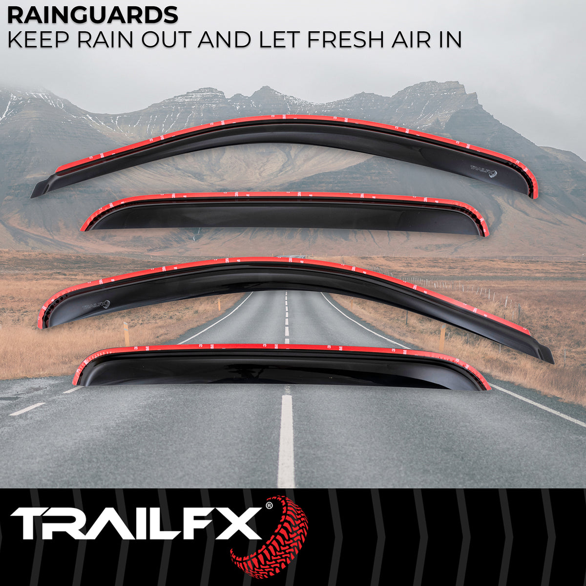 TrailFX Side Window Deflector For Chevrolet, GMC Trucks - In-Channel, Smoke, Acrylic, Set of 4 (4515IC)