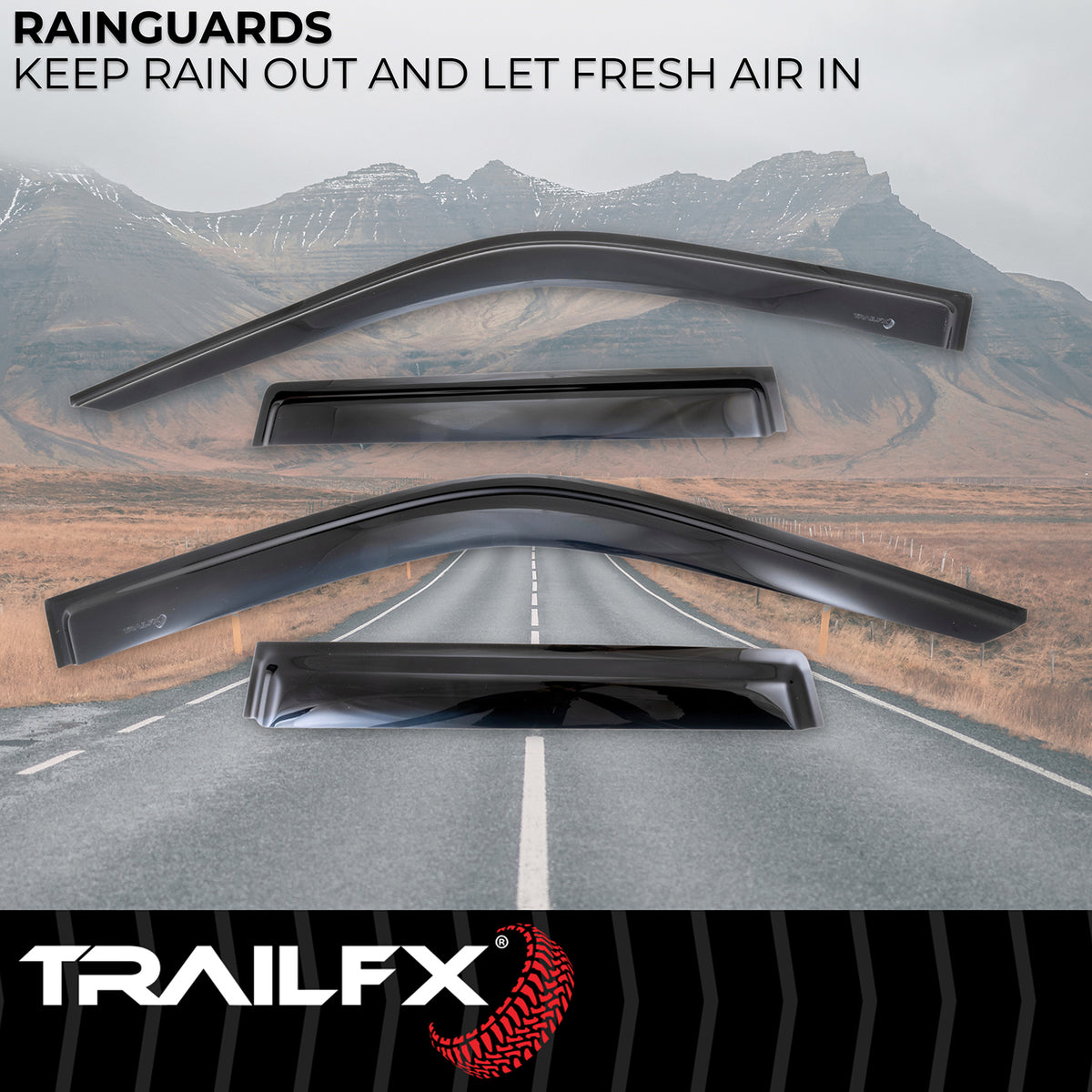 TrailFX Side Window Deflector For Toyota Tundra - Low Profile, Fits Front And Rear, Set Of 4 (4704H)
