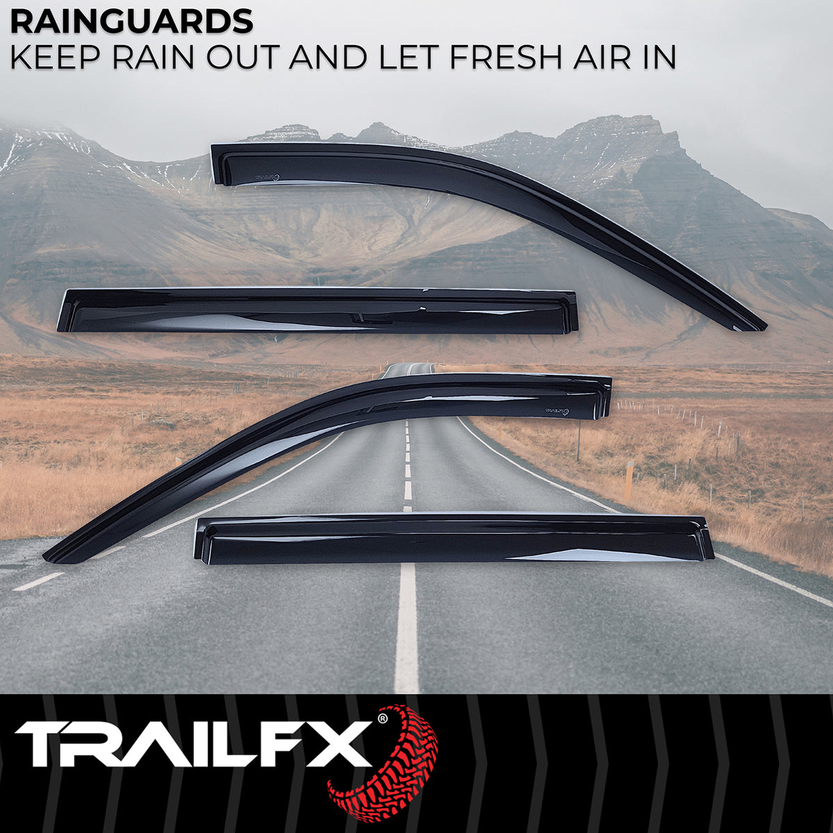 TrailFX Side Window Deflector For Cadillac Escalade, Chevrolet Tahoe, GMC Yukon - Low Profile, Fits Front And Rear, Set Of 4 (4706H)