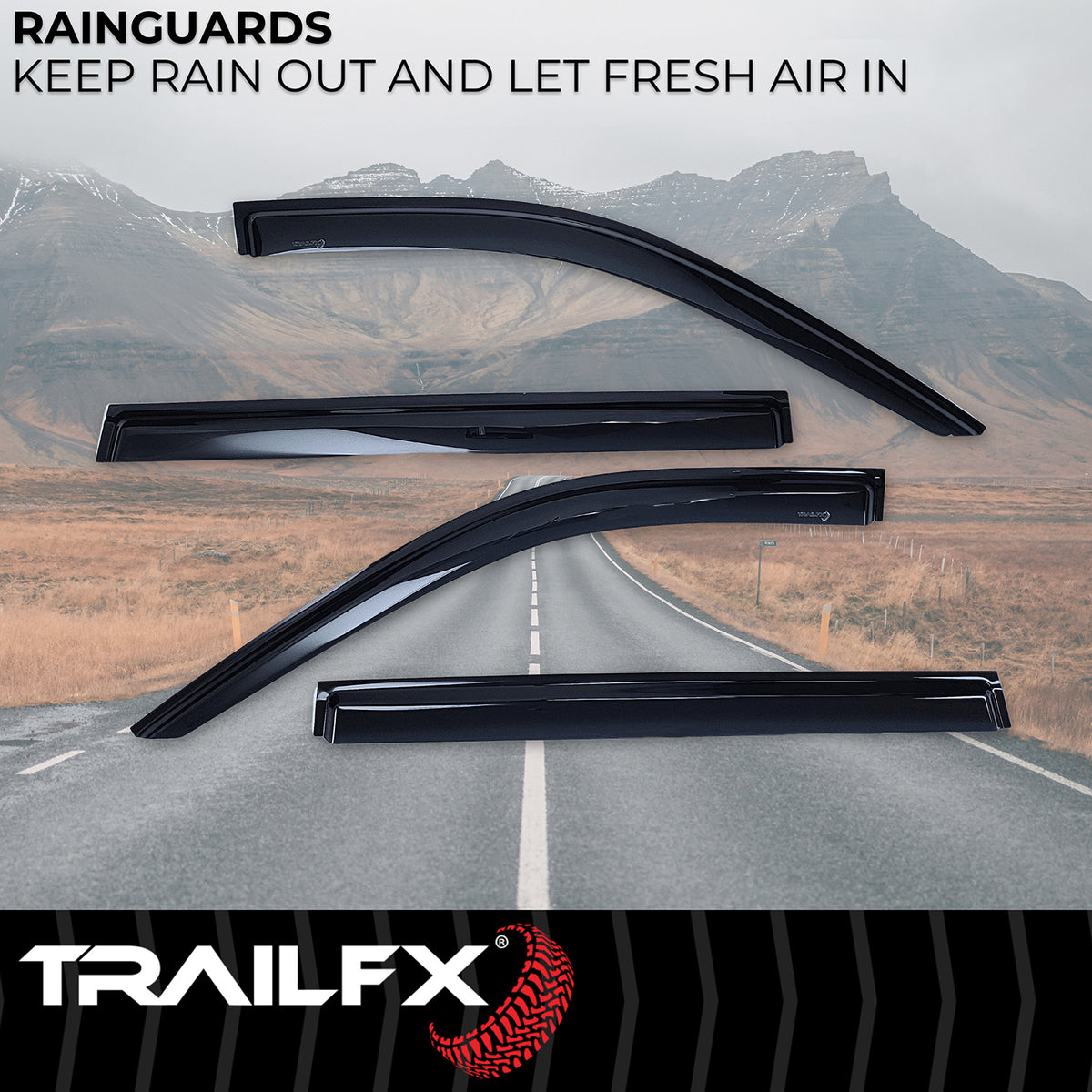 TrailFX Side Window Deflector For Chevrolet Suburban, GMC Yukon XL - Low Profile, Fits Front And Rear, Set Of 4 (4716H)
