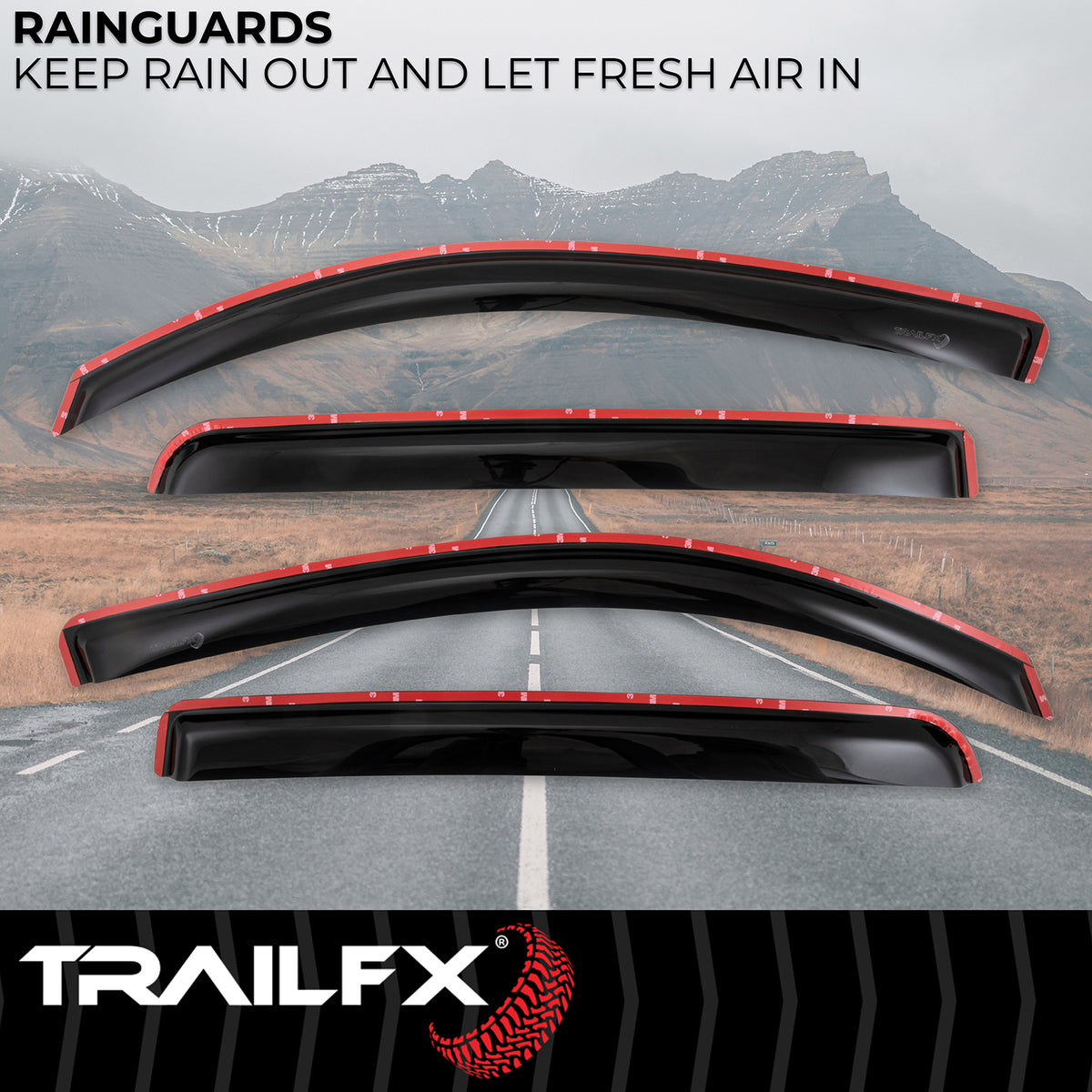 TrailFX Side Window Deflector For Toyota Tacoma - In-Channel, Smoke, Acrylic, Set of 4 (4768IC)