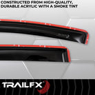 TrailFX Side Window Deflector For Toyota Tacoma - In-Channel, Smoke, Acrylic, Set of 4 (4768IC)