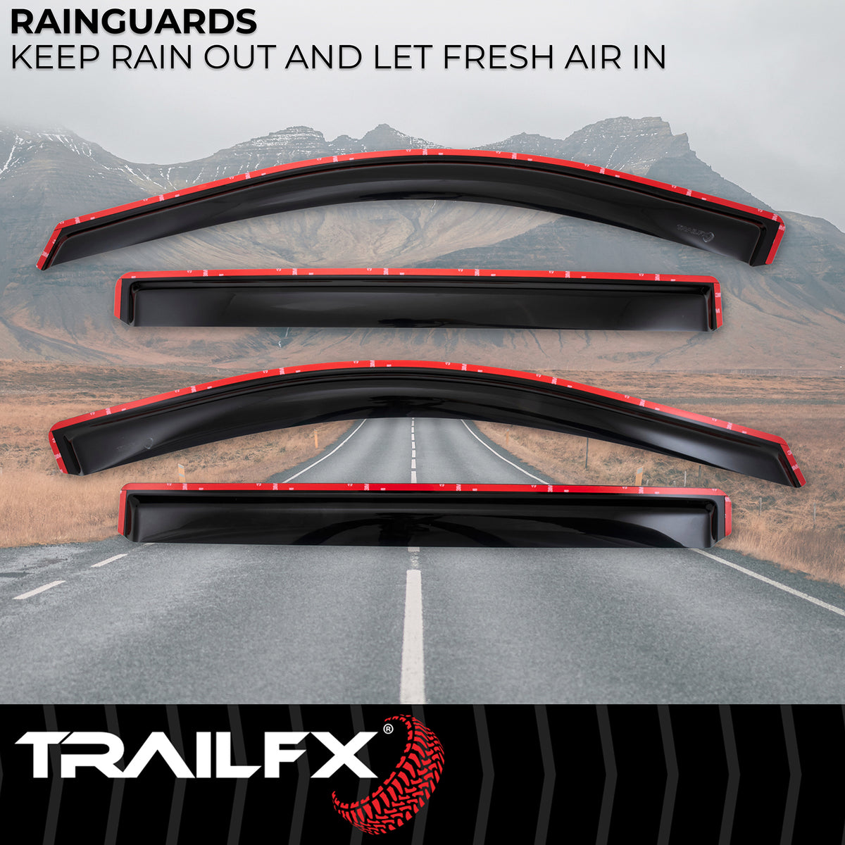 TrailFX Side Window Deflector For Chevrolet, GMC Trucks - In-Channel, Smoke, Acrylic, Set of 4 (4805IC)
