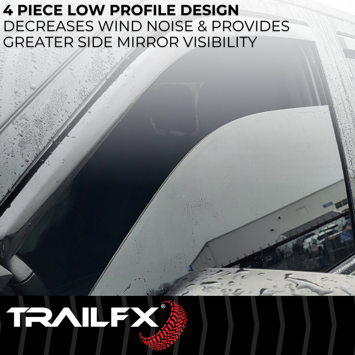 TrailFX Side Window Deflector For Chevrolet, GMC Trucks - In-Channel, Smoke, Acrylic, Set of 4 (4805IC)