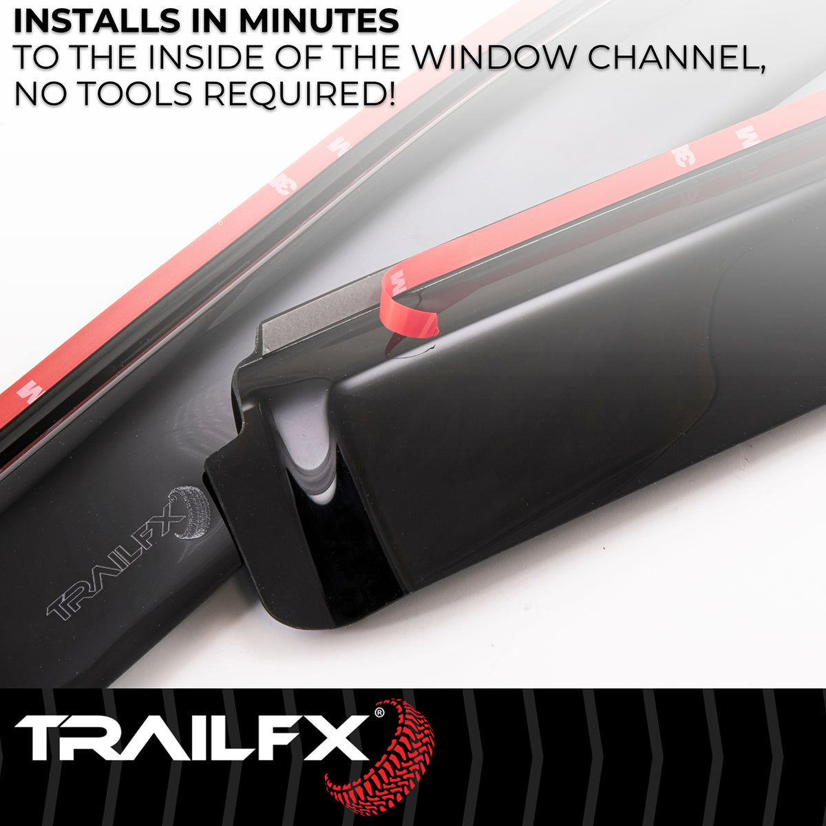 TrailFX Side Window Deflector For Chevrolet, GMC Trucks - In-Channel, Smoke, Acrylic, Set of 4 (4805IC)