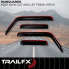 TrailFX Side Window Deflector For Jeep Gladiator, Jeep Wrangler - In-Channel, Smoke, Acrylic, Set of 4 (4811IC)