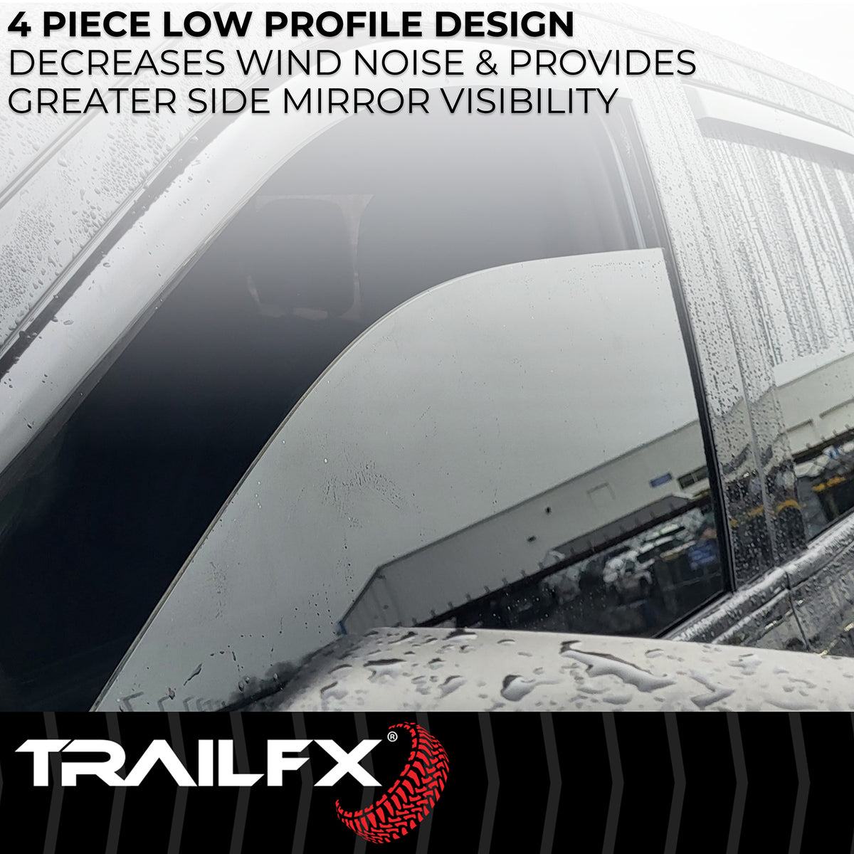 TrailFX Side Window Deflector For Jeep Gladiator, Jeep Wrangler - In-Channel, Smoke, Acrylic, Set of 4 (4811IC)