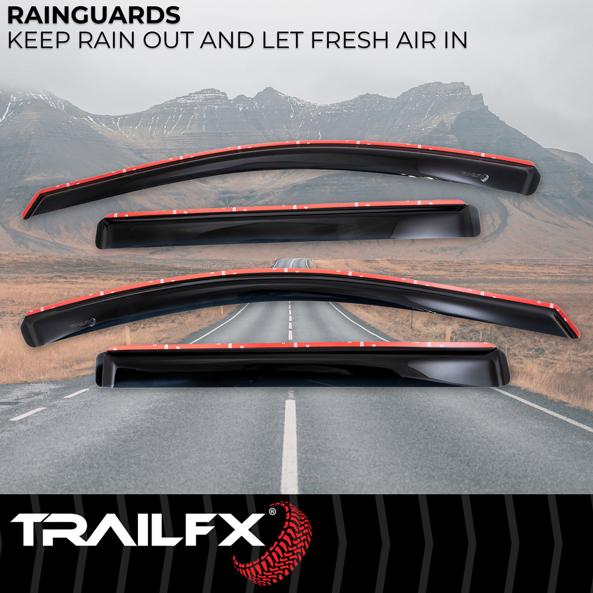 TrailFX Side Window Deflector For GMC Terrain - In-Channel, Smoke, Acrylic, Set of 4 (4812IC)