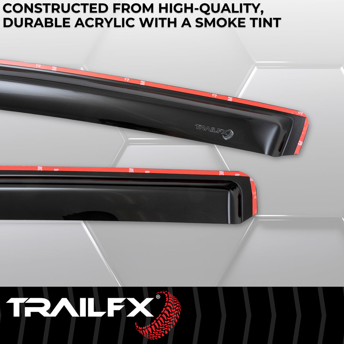 TrailFX Side Window Deflector For Ram 1500 - In-Channel, Smoke, Acrylic, Set of 4 (4818IC)