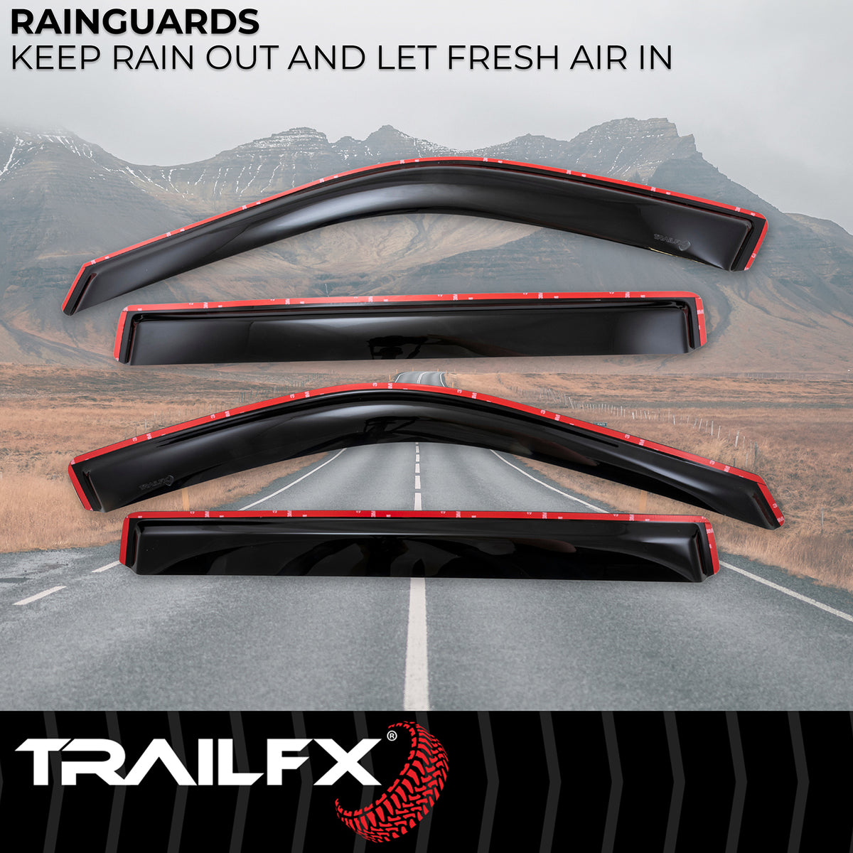 TrailFX Side Window Deflector For Toyota Tundra - In-Channel, Smoke, Acrylic, Set of 4 (4888IC)