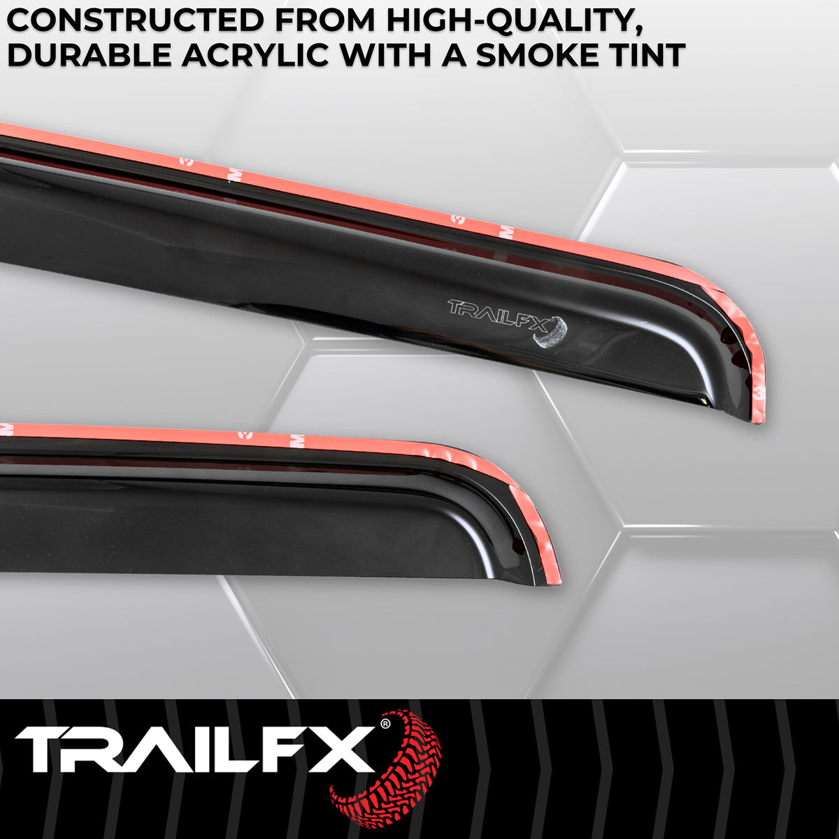 TrailFX Side Window Deflector For Ford Trucks - In-Channel, Smoke, Acrylic, Set of 4 (4953IC)