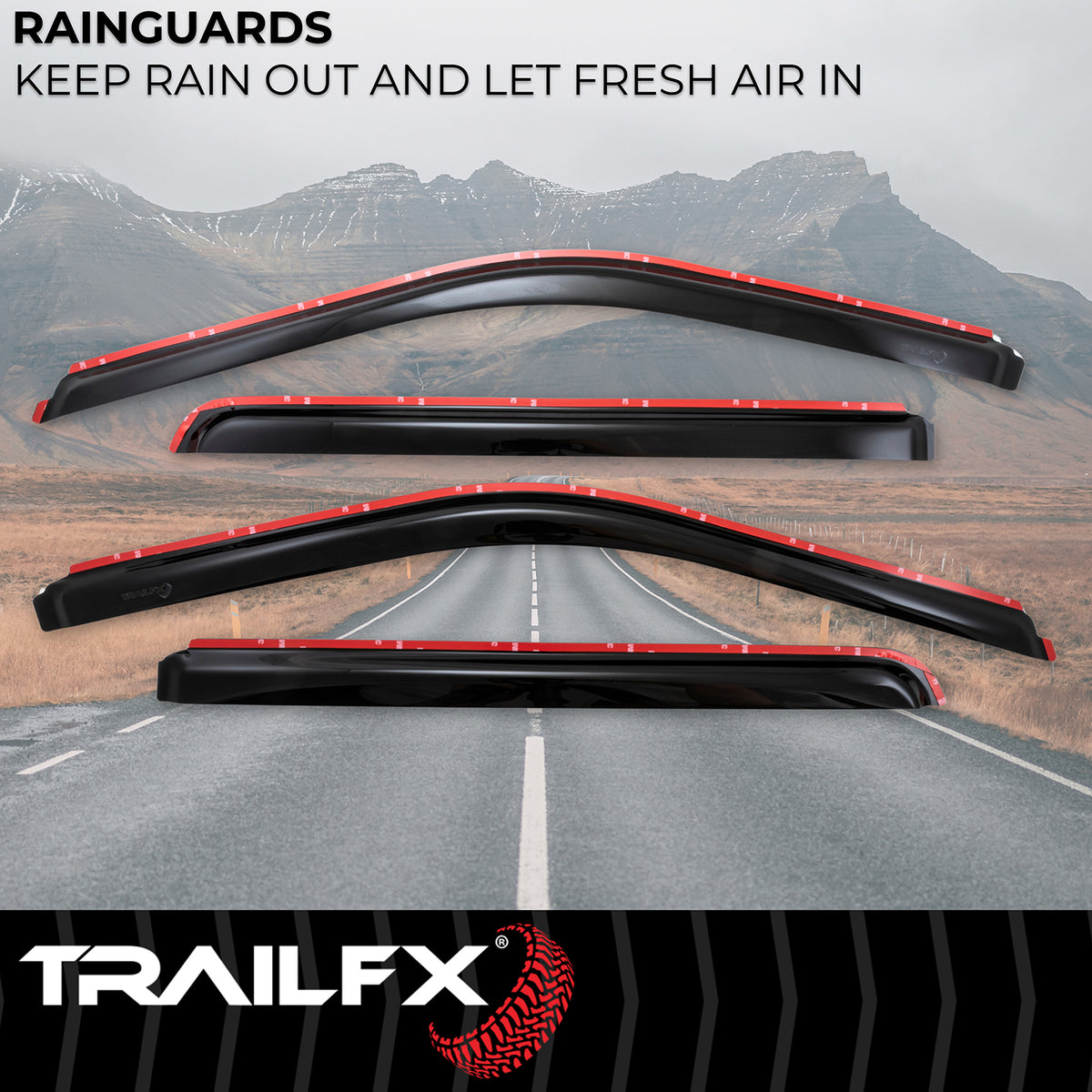 TrailFX Side Window Deflector For Ford F-150 - In-Channel, Smoke, Acrylic, Set of 4 (4975IC)
