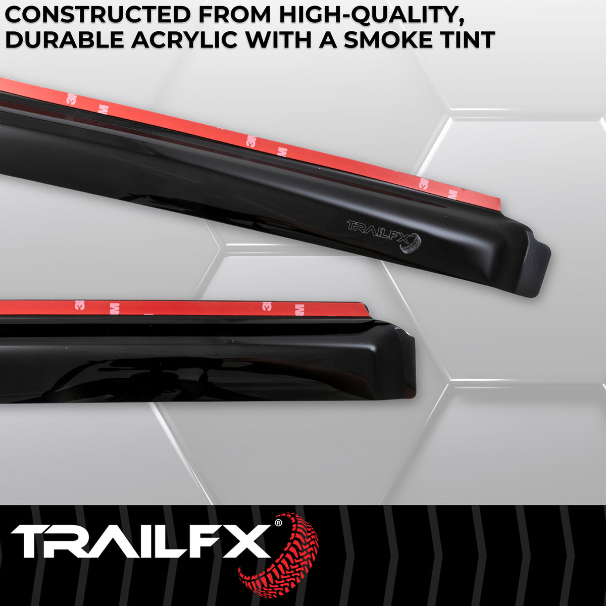TrailFX Side Window Deflector For Ford F-150 - In-Channel, Smoke, Acrylic, Set of 4 (4975IC)