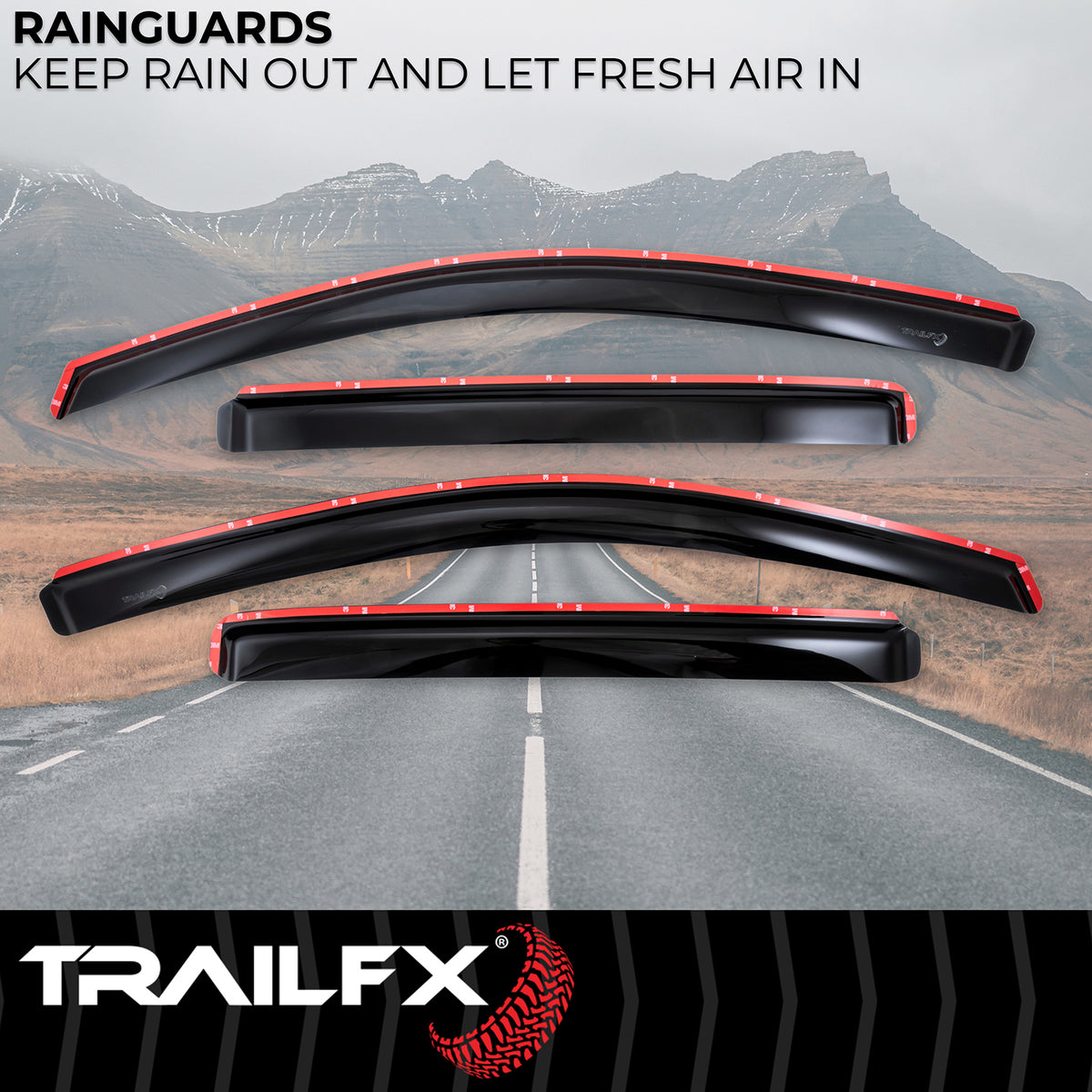 TrailFX Side Window Deflector For Nissan TITAN, Nissan TITAN XD - In-Channel, Smoke, Acrylic, Set of 4 (4977IC)