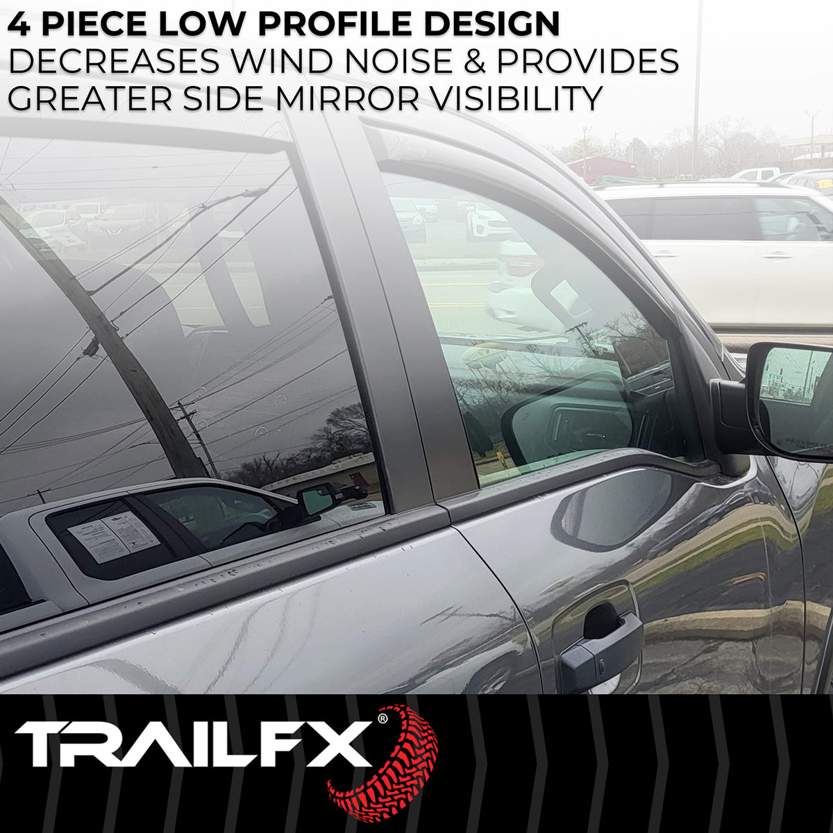 TrailFX Side Window Deflector For Nissan TITAN, Nissan TITAN XD - In-Channel, Smoke, Acrylic, Set of 4 (4977IC)