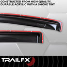 TrailFX Side Window Deflector For Chevrolet Colorado, GMC Canyon - In-Channel, Smoke, Acrylic, Set of 4 (4995IC)