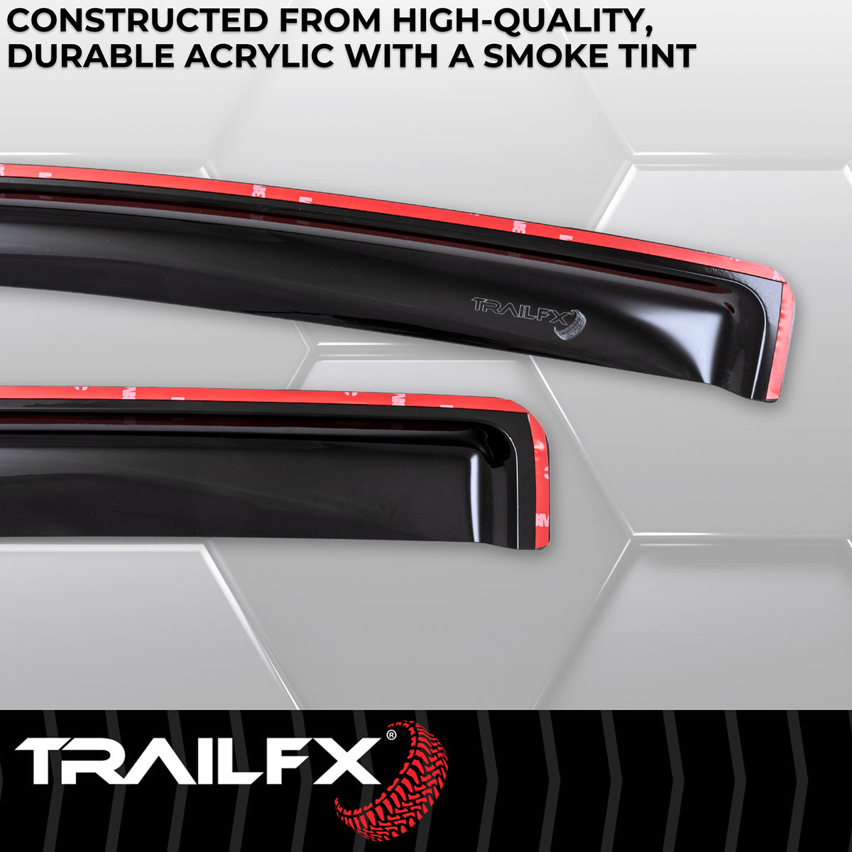 TrailFX Side Window Deflector For Chevrolet Colorado, GMC Canyon - In-Channel, Smoke, Acrylic, Set of 4 (4995IC)