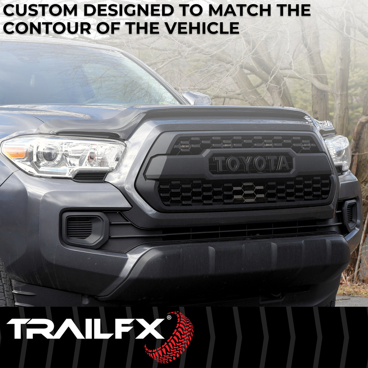 TrailFX Hood Deflector For Chevrolet Trucks - Wrap-Around Smoke Acrylic (8489H)