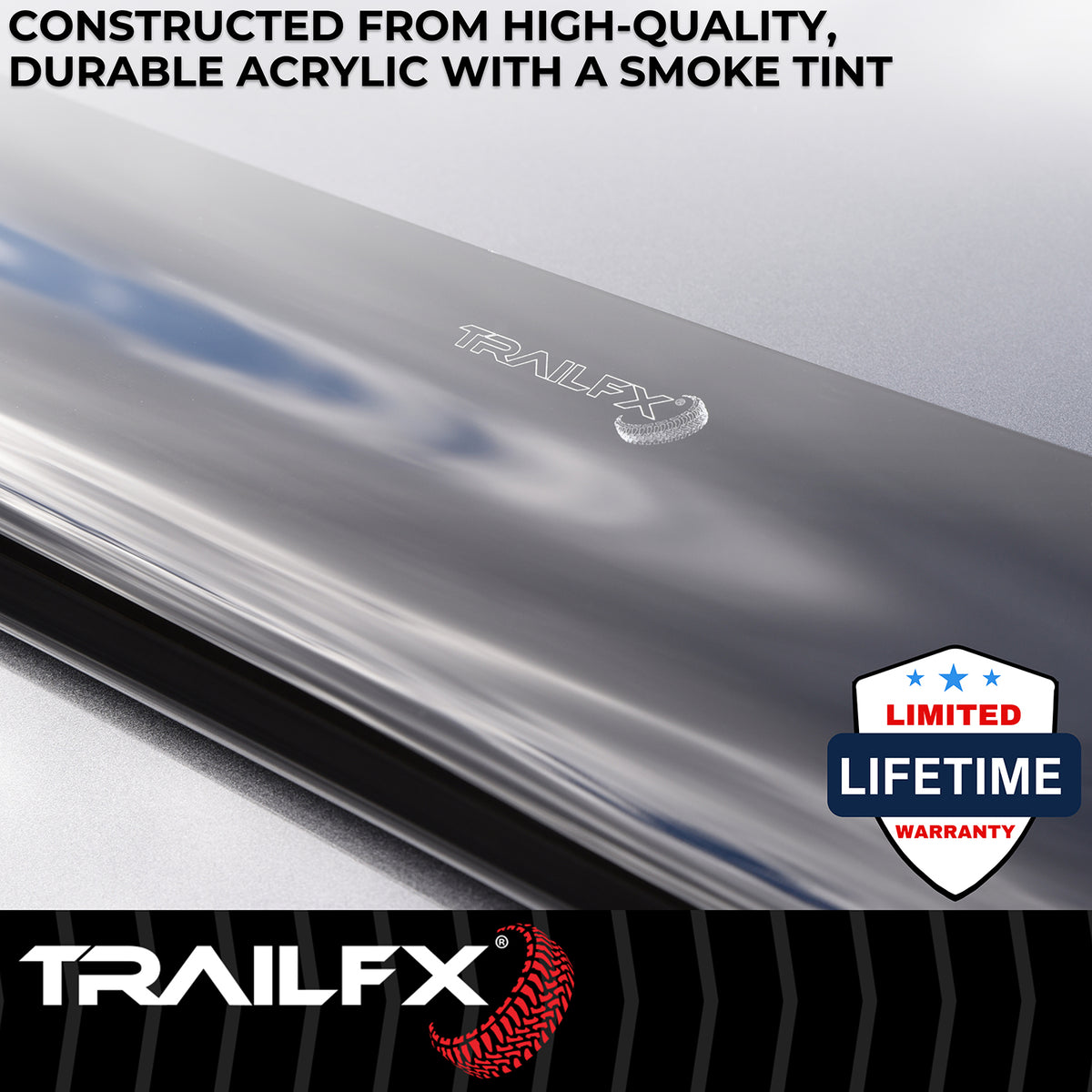 TrailFX Hood Deflector For Chevrolet Trucks - Wrap-Around Smoke Acrylic (8489H)