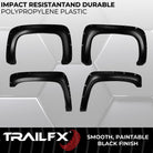 TrailFX Fender Flare For Chevrolet Silverado 1500, Chevrolet Silverado 2500 HD, Chevrolet Silverado 3500 HD - Injected Polypropylene, With Polished Stainless And Black (TFC3001S)