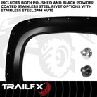 TrailFX Fender Flare For Chevrolet Silverado 1500, Chevrolet Silverado 2500 HD, Chevrolet Silverado 3500 HD - Injected Polypropylene, With Polished Stainless And Black (TFC3001S)