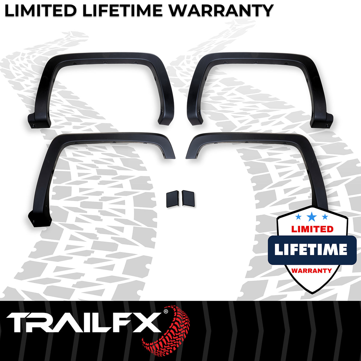 TrailFX Fender Flare For Chevrolet Trucks - Black Smooth Paintable Finish, Extended Tire Coverage, With (TFC3002OE)