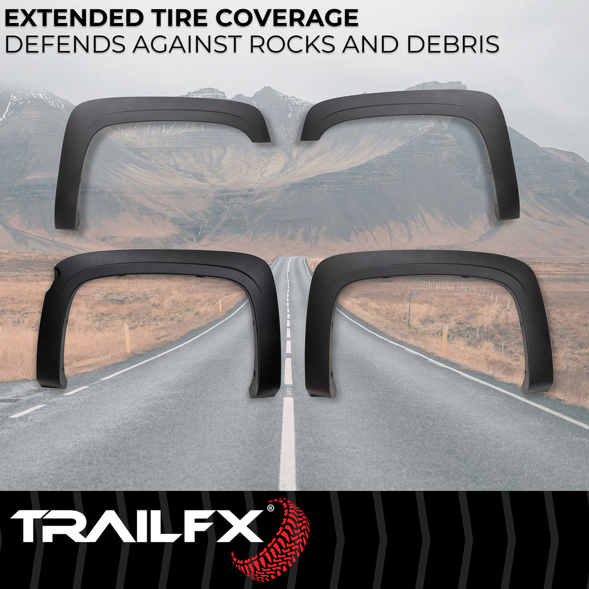 TrailFX Fender Flare For Chevrolet Silverado 1500 - Extended Tire Coverage, With Stainless Steel Hardware Kit (TFC3003OE)