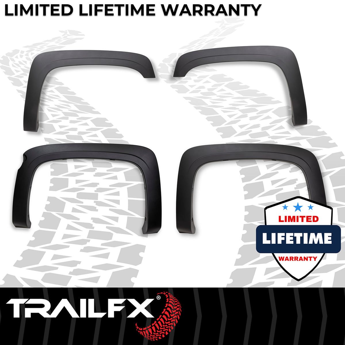 TrailFX Fender Flare For Chevrolet Silverado 1500 - Extended Tire Coverage, With Stainless Steel Hardware Kit (TFC3003OE)