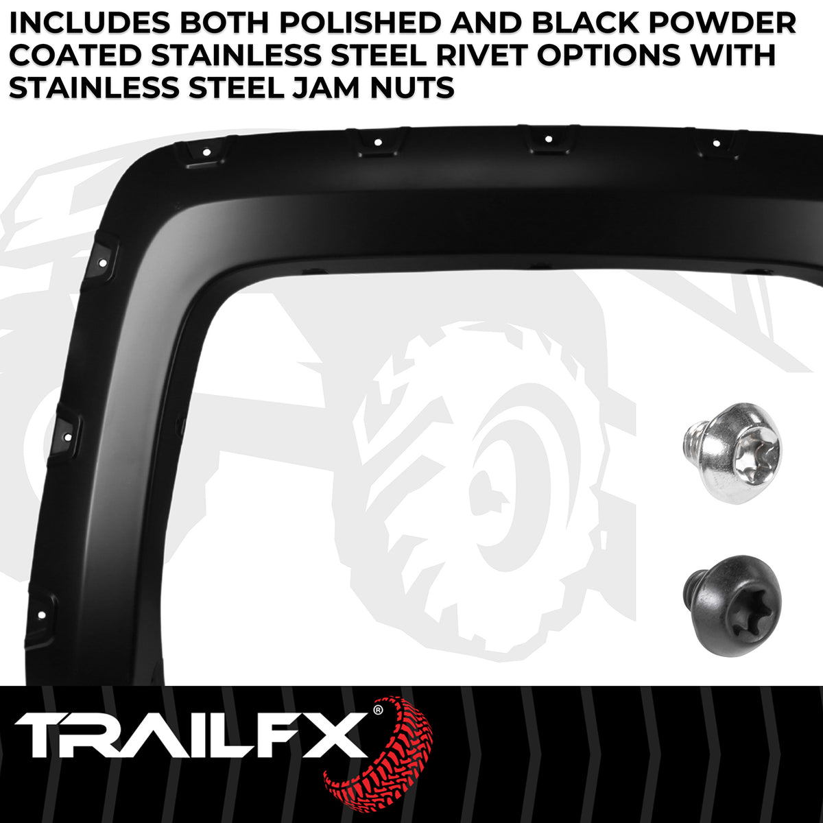 TrailFX Fender Flare For Chevrolet Silverado 1500 - Injected Polypropylene, With Polished Stainless And Black (TFC3003S)