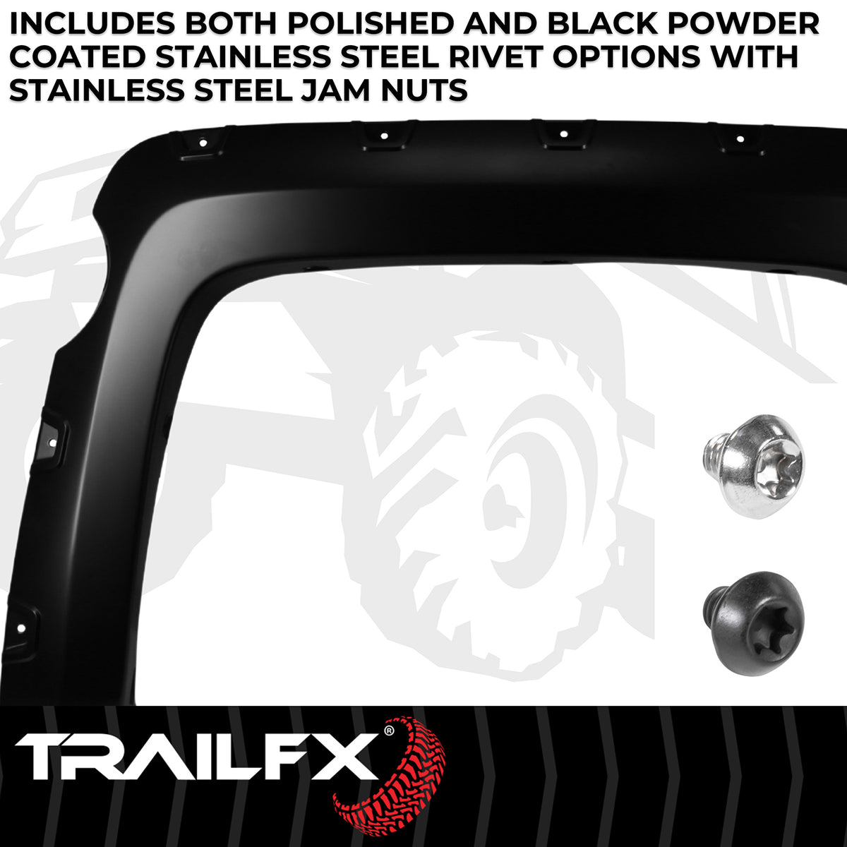 TrailFX Fender Flare For Chevrolet Silverado 1500 - Injected Polypropylene, With Polished Stainless And Black (TFC3004S)