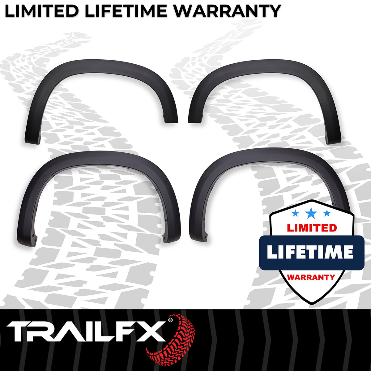 TrailFX Fender Flare For Chevrolet Silverado 1500 - Black Smooth Paintable Finish, Extended Tire Coverage, With (TFC3005OE)