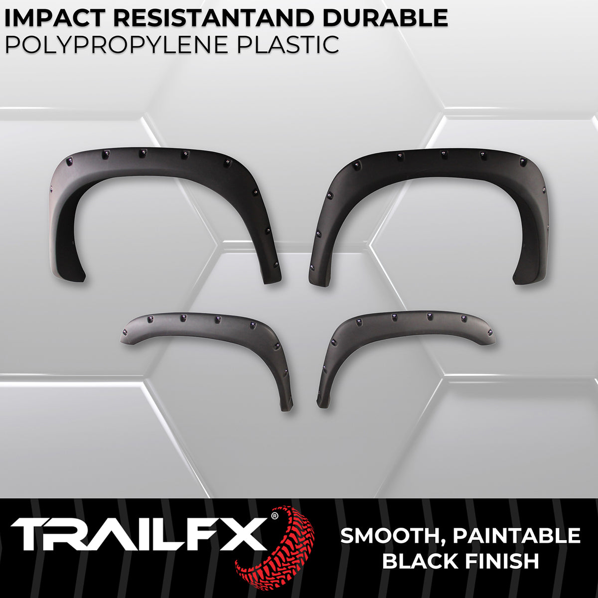 TrailFX Fender Flare For Dodge Ram 1500, Dodge Ram 2500, Dodge Ram 3500 - Injected Polypropylene, With Polished Stainless And Black (TFD3001S)