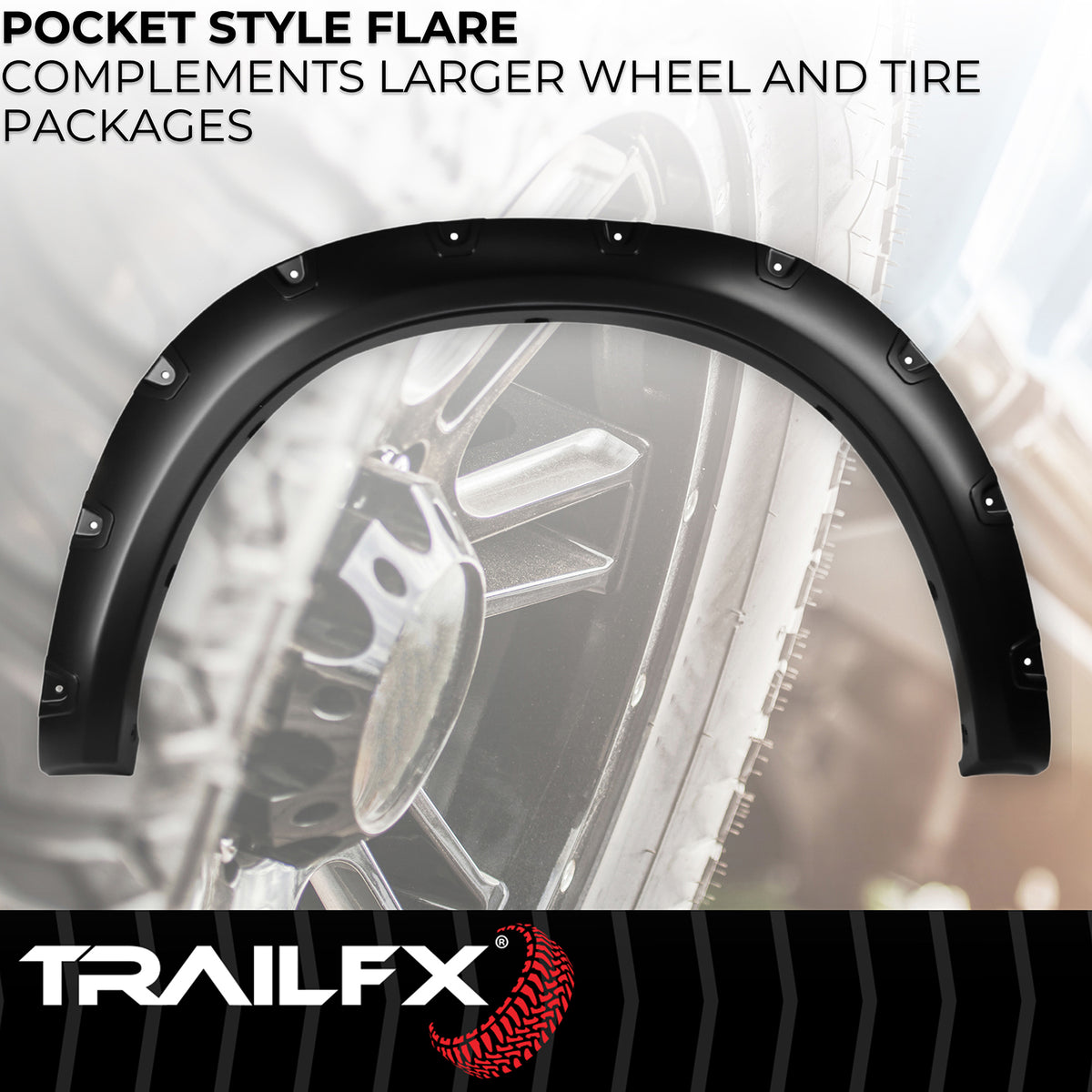TrailFX Fender Flare For Dodge Ram 1500, Ram 1500, Ram 1500 Classic - Injected Polypropylene, With Polished Stainless And Black (TFD3002S)