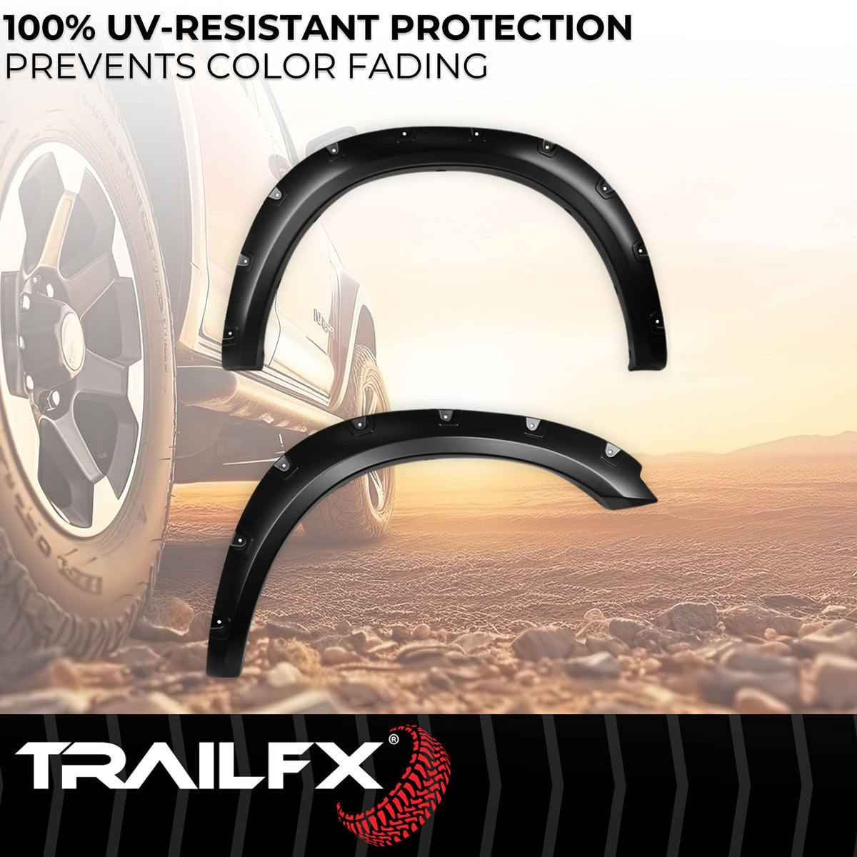 TrailFX Fender Flare For Dodge Ram 1500, Ram 1500, Ram 1500 Classic - Injected Polypropylene, With Polished Stainless And Black (TFD3002S)