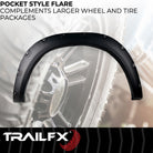 TrailFX Fender Flare For Dodge, Ram Trucks - Extended Tire Coverage, With Polished Stainless And Black (TFD3004T)