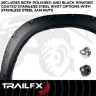 TrailFX Fender Flare For Dodge, Ram Trucks - Extended Tire Coverage, With Polished Stainless And Black (TFD3004T)