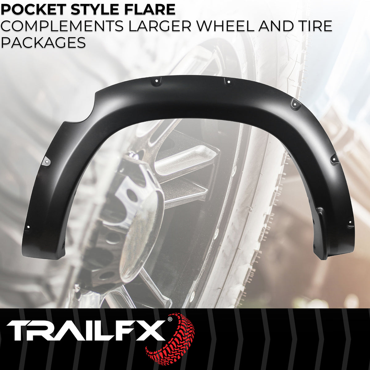 TrailFX Fender Flare For Ram 1500 - Injected Polypropylene, With Polished Stainless And Black (TFD3005S)