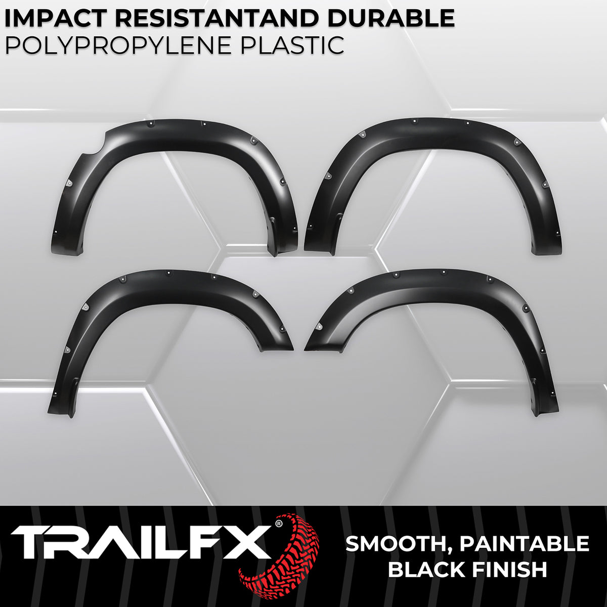 TrailFX Fender Flare For Ram 1500 - Injected Polypropylene, With Polished Stainless And Black (TFD3005S)