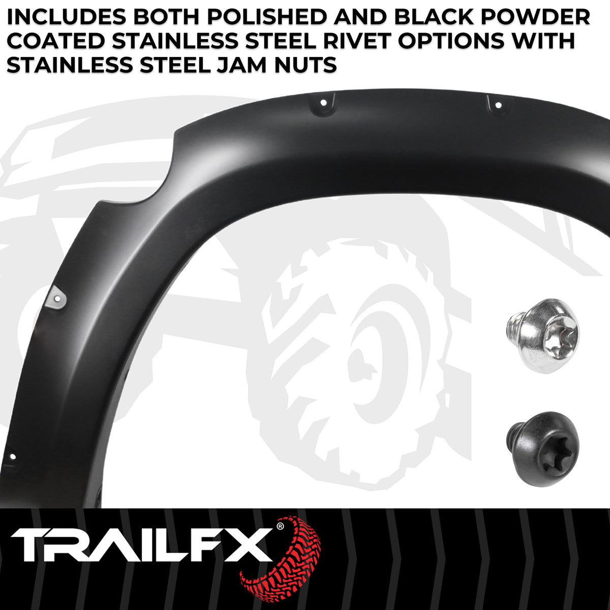 TrailFX Fender Flare For Ram 1500 - Injected Polypropylene, With Polished Stainless And Black (TFD3005S)