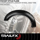 TrailFX Fender Flare For Ford F-250 Super Duty, Ford F-350 Super Duty, Ford F-450 Super Duty - Injected Polypropylene, With Polished Stainless And Black (TFF3007S)