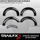 TrailFX Fender Flare For Ford F-250 Super Duty, Ford F-350 Super Duty, Ford F-450 Super Duty - Injected Polypropylene, With Polished Stainless And Black (TFF3007S)