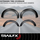 TrailFX Fender Flare For Ford F-250 Super Duty, Ford F-350 Super Duty - Extended Tire Coverage, With Polished Stainless And Black (TFF3008S)
