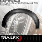 TrailFX Fender Flare For Ford F-250 Super Duty, Ford F-350 Super Duty - Extended Tire Coverage, With Polished Stainless And Black (TFF3008S)