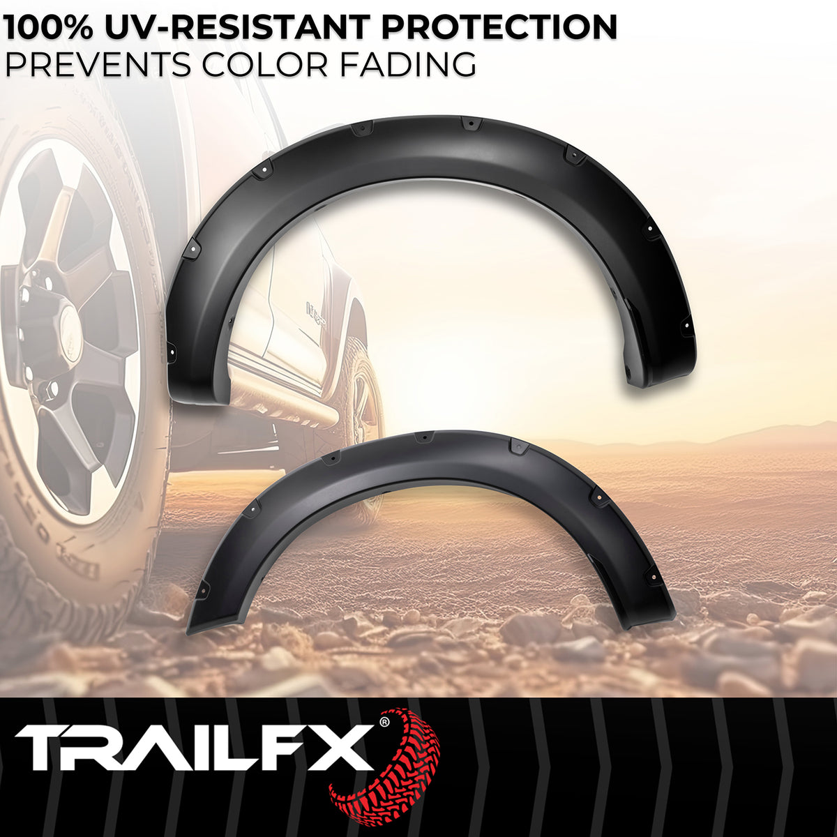 TrailFX Fender Flare For Ford F-250 Super Duty, Ford F-350 Super Duty - Extended Tire Coverage, With Polished Stainless And Black (TFF3008S)
