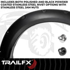 TrailFX Fender Flare For Ford F-250 Super Duty, Ford F-350 Super Duty - Extended Tire Coverage, With Polished Stainless And Black (TFF3008S)